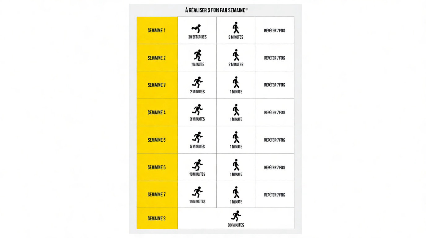 Le plan d'entraînement détaillé de la semaine 1 à 8